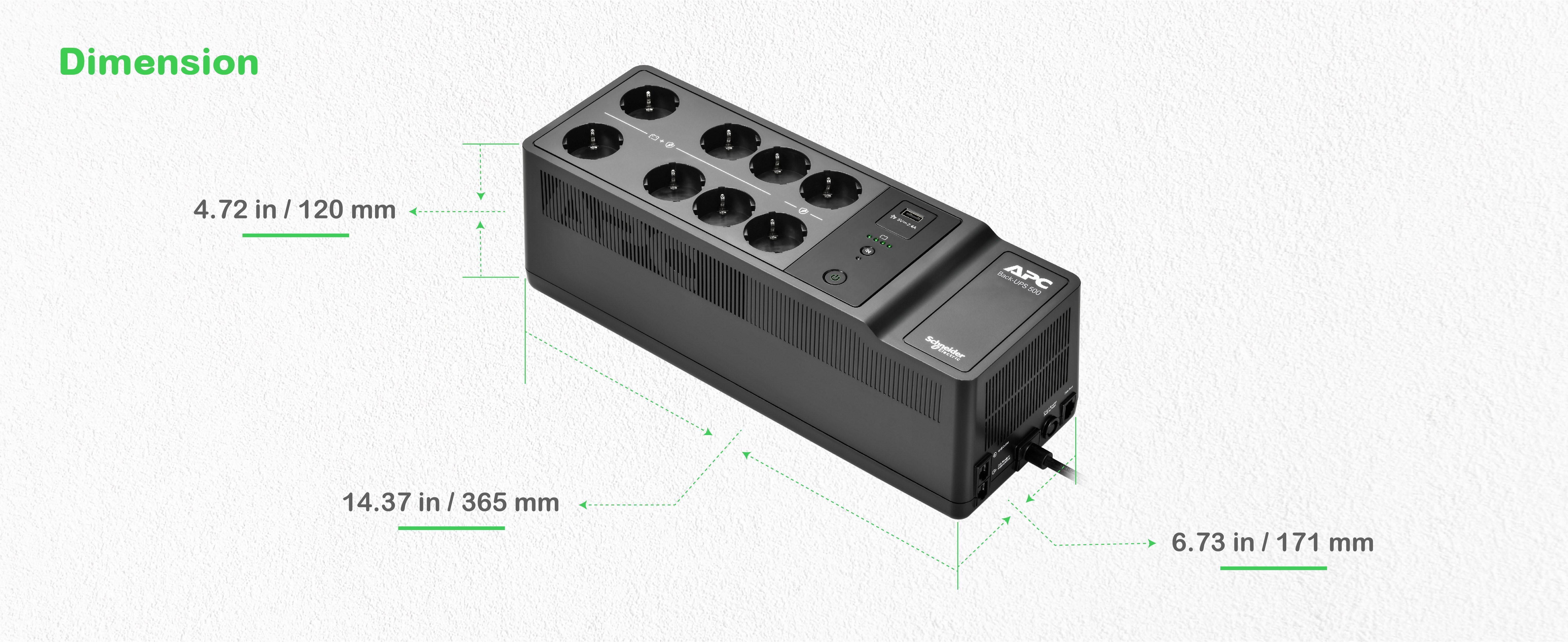 APC - UPS APC Back-UPS 500VA 8 Schuko Outlets - BE500G2-GR
