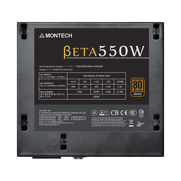 Montech - Fuente Montech Beta 550W 80 PLUS Bronze