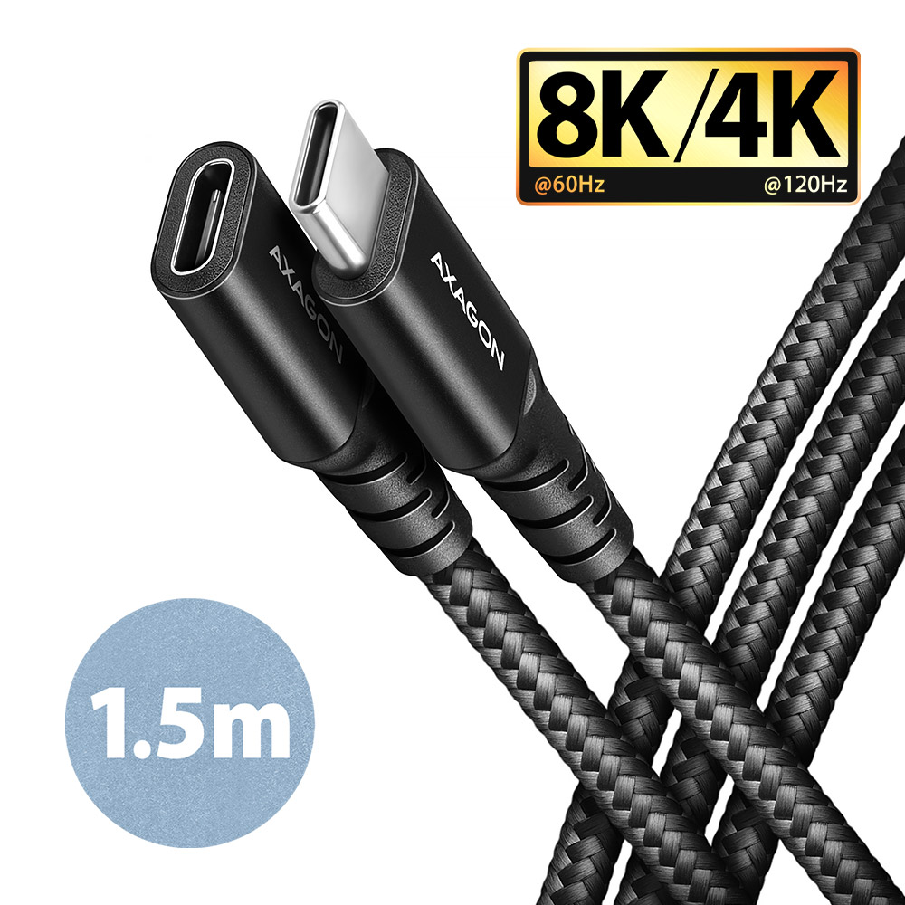 Extensión AXAGON BUCM32-CF15AB USB-C <-> USB-C 3.2 Gen 2, 1.5m, 20 Gbps, ALU, braid