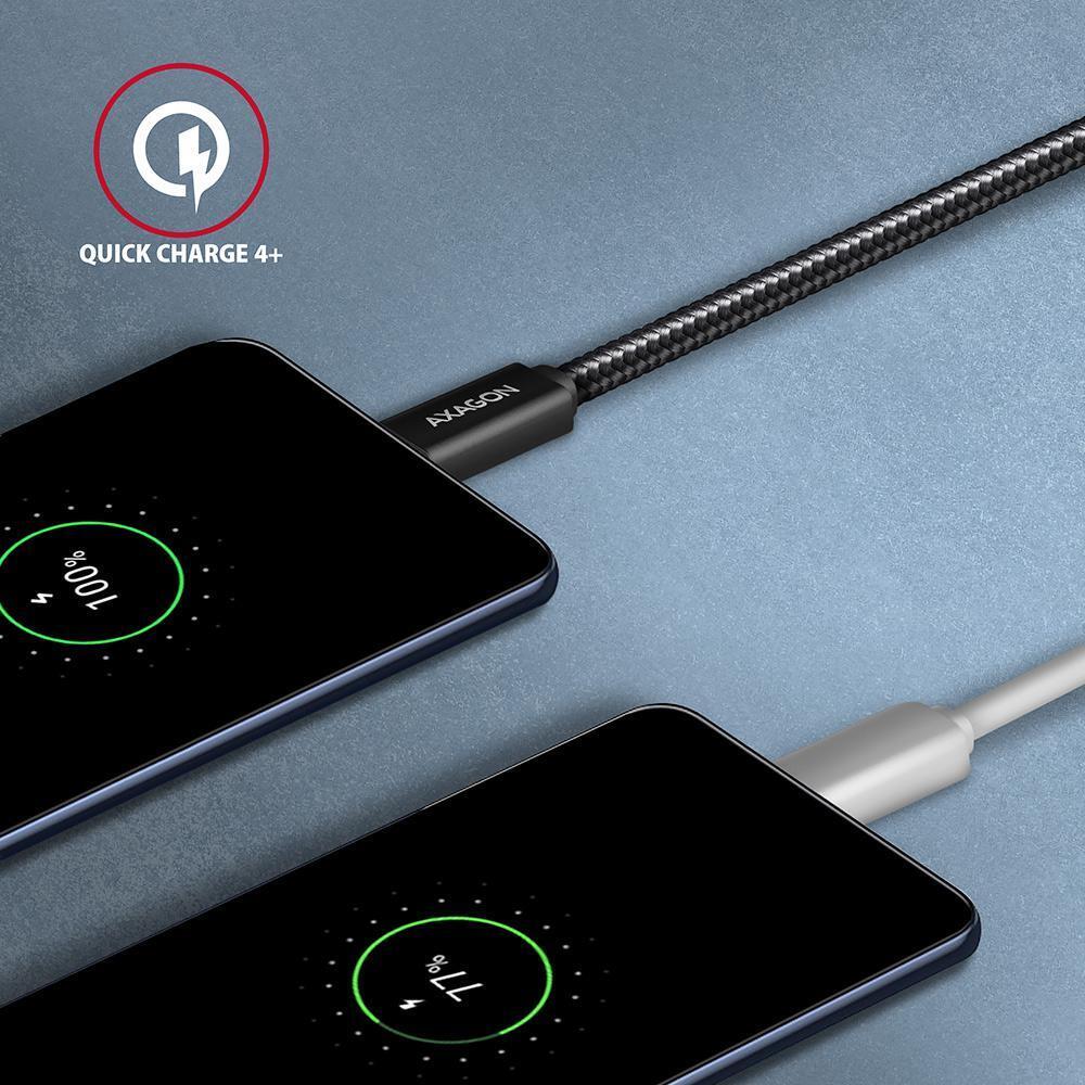 AXAGON - Cable de cargamento AXAGON BUCM32-CM05AB USB-C  <-> USB-C 3.2 Gen 2, 1m, PD 100W, 5A, 4K HD, ALU, braid, Negro