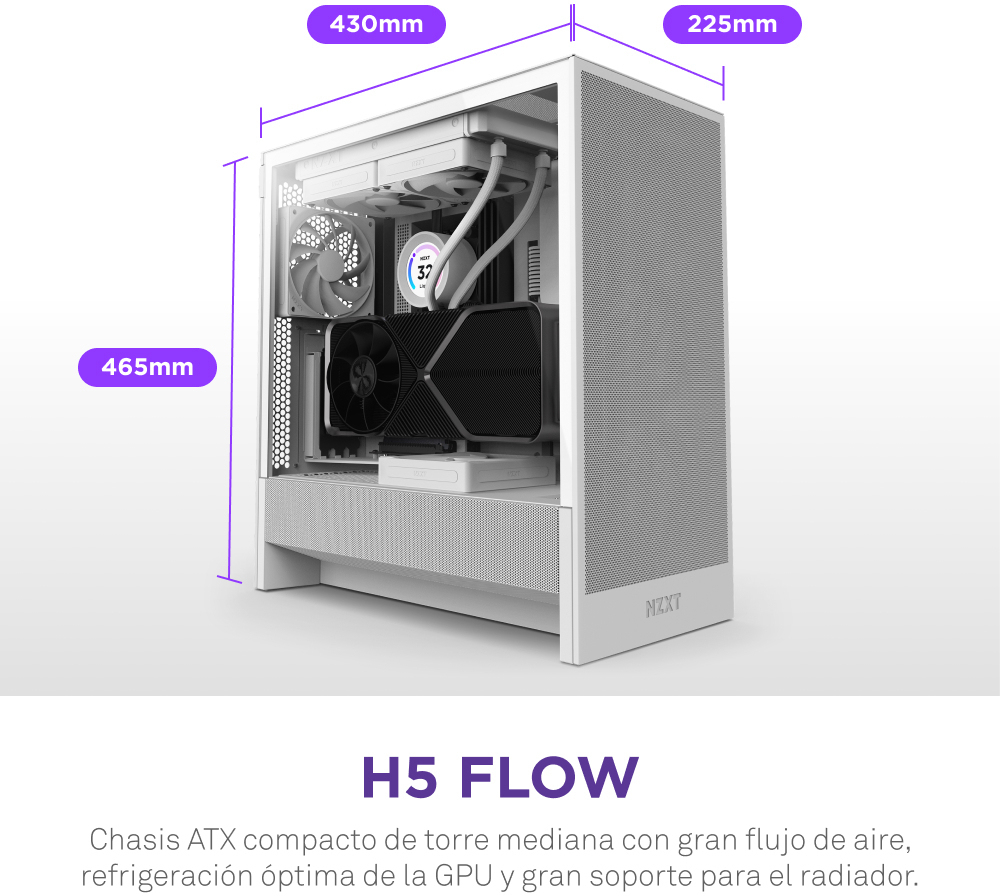 Torre  ATX NZXT H5 Flow Compact Blanca