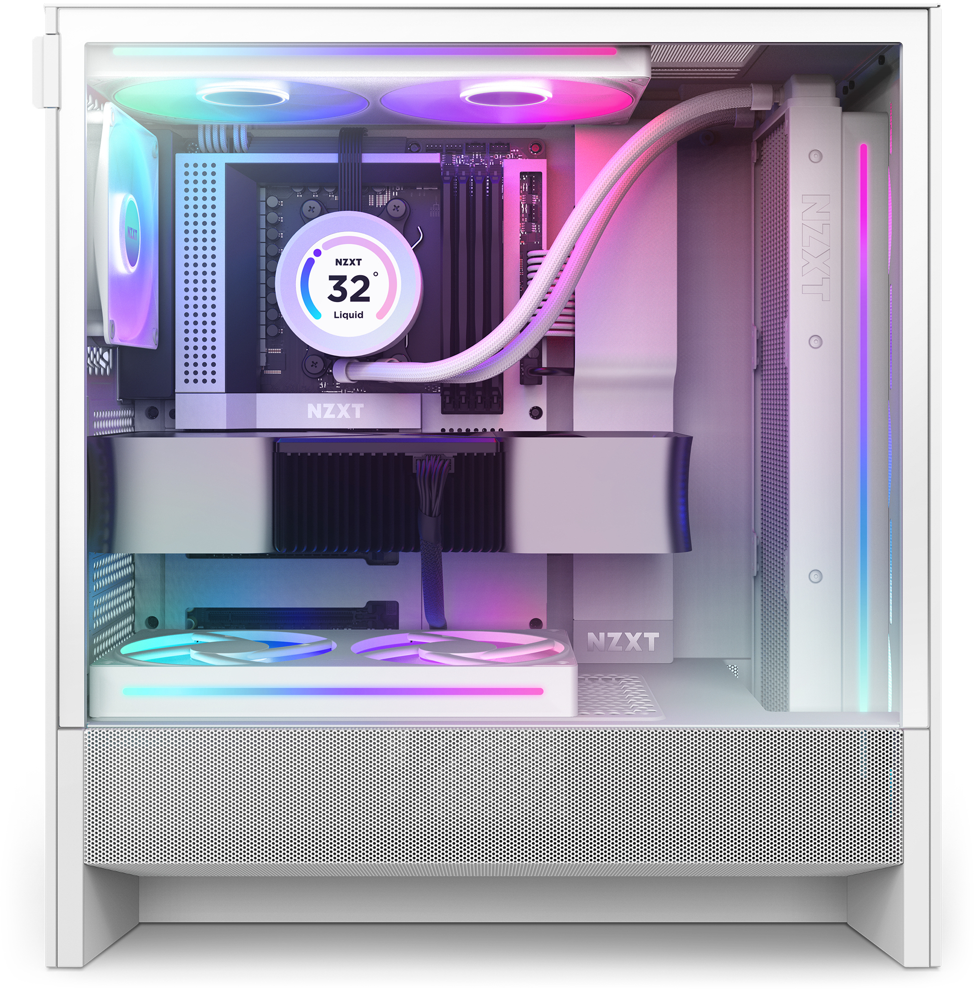 NZXT - Torre  ATX NZXT H5 Flow RGB Compact Blanca