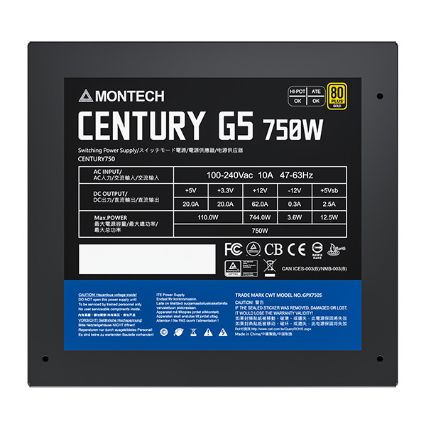 Montech - Fuente Modular Montech Century G5 750W 80 Plus Gold ATX 3.0 Ready