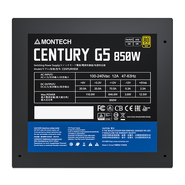 Montech - Fuente Modular Montech Century G5 850W 80 Plus Gold ATX 3.0 Ready