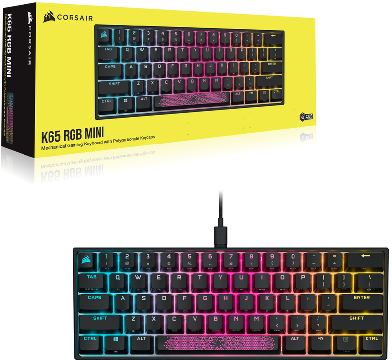 Corsair - Teclado Corsair K65 Mini 60% RGB Cherry MX Red - Mecânico (PT)