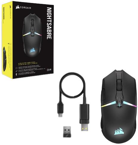 Corsair - Ratón Corsair Nightsabre Gaming RGB Wireless/Bluetooth 26000DPI Negro