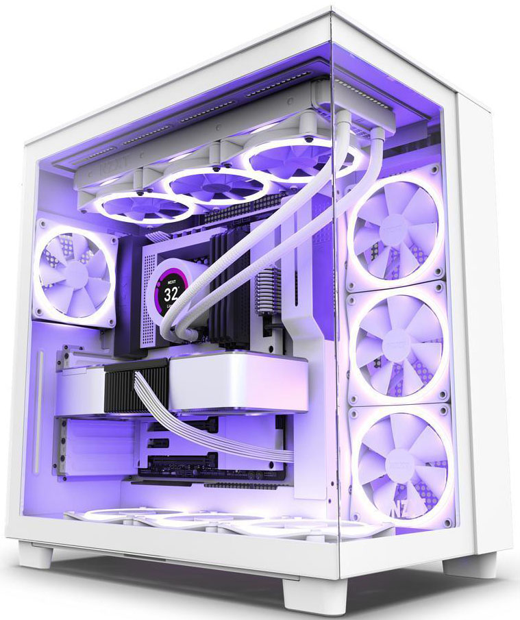 Torre ATX NZXT H9 Flow Branca Cristal Templado