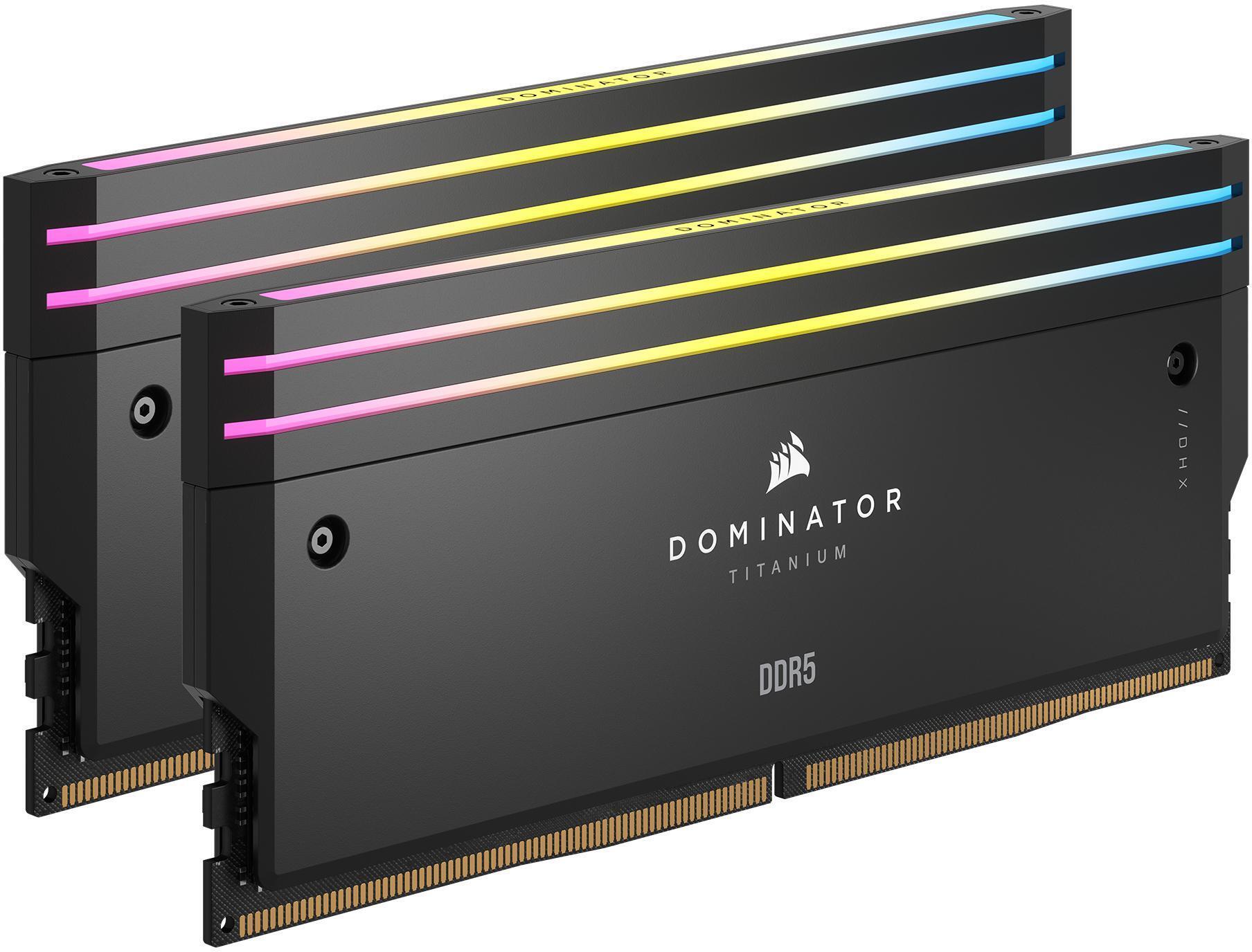 Corsair - Corsair Kit 64GB (2 x 32GB) DDR5 6000MHz Dominator Titanium RGB Black CL30