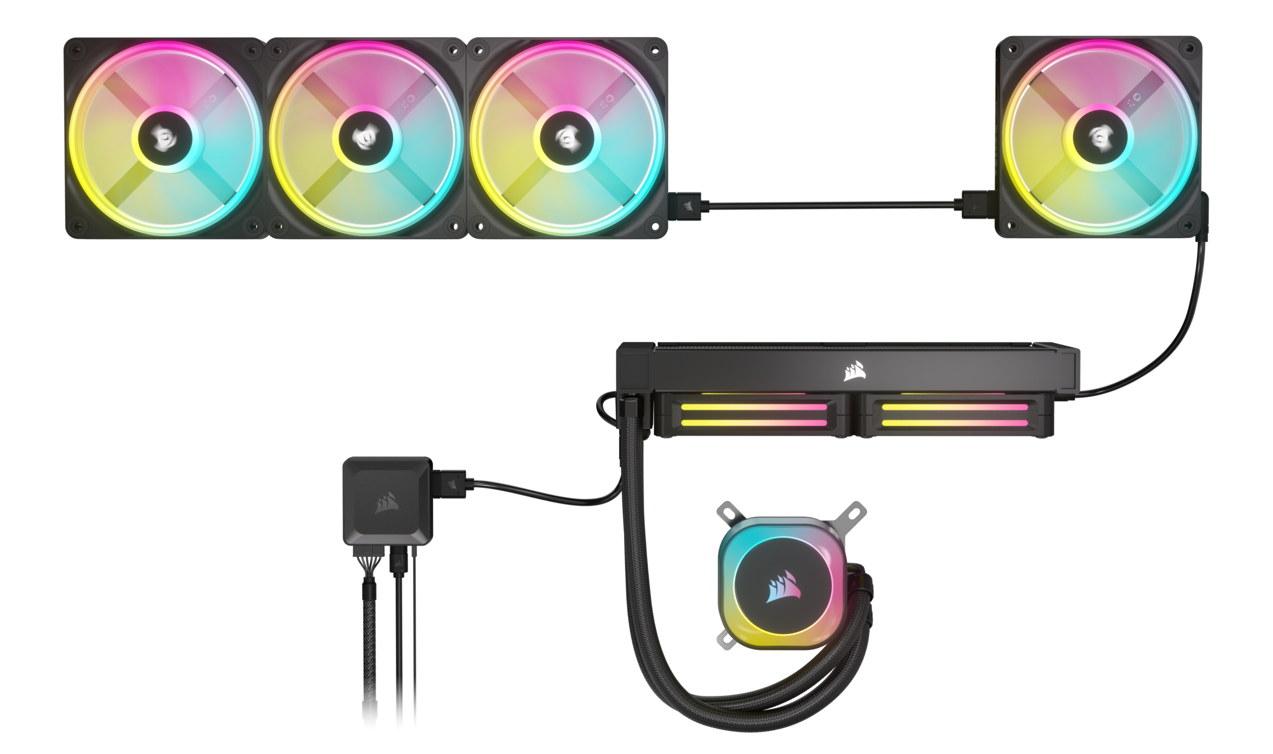 Corsair - Ventilador Corsair iCUE Link QX120 RGB PWM Negro 120mm (Expansion Kit)