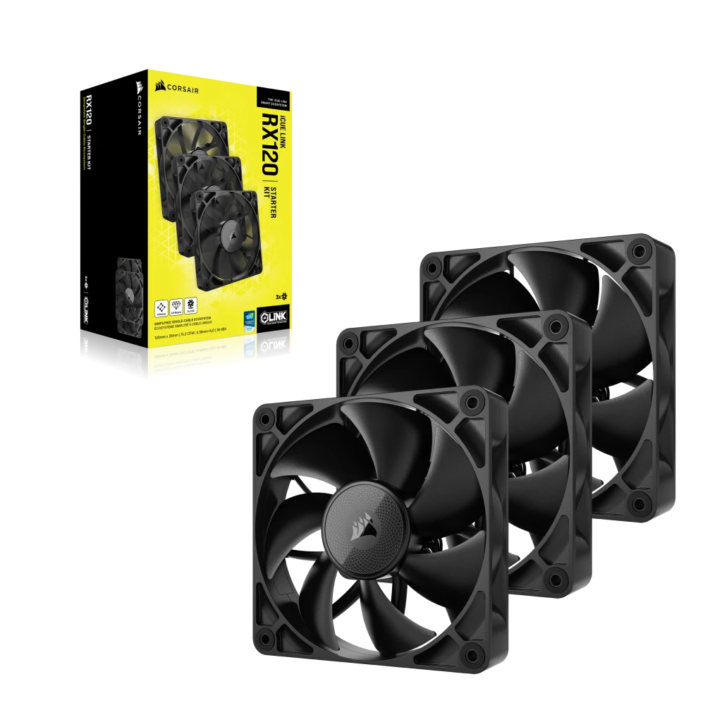 Corsair - Ventilador Corsair iCUE Link RX120 PWM Negra 120mm (Pack 3)