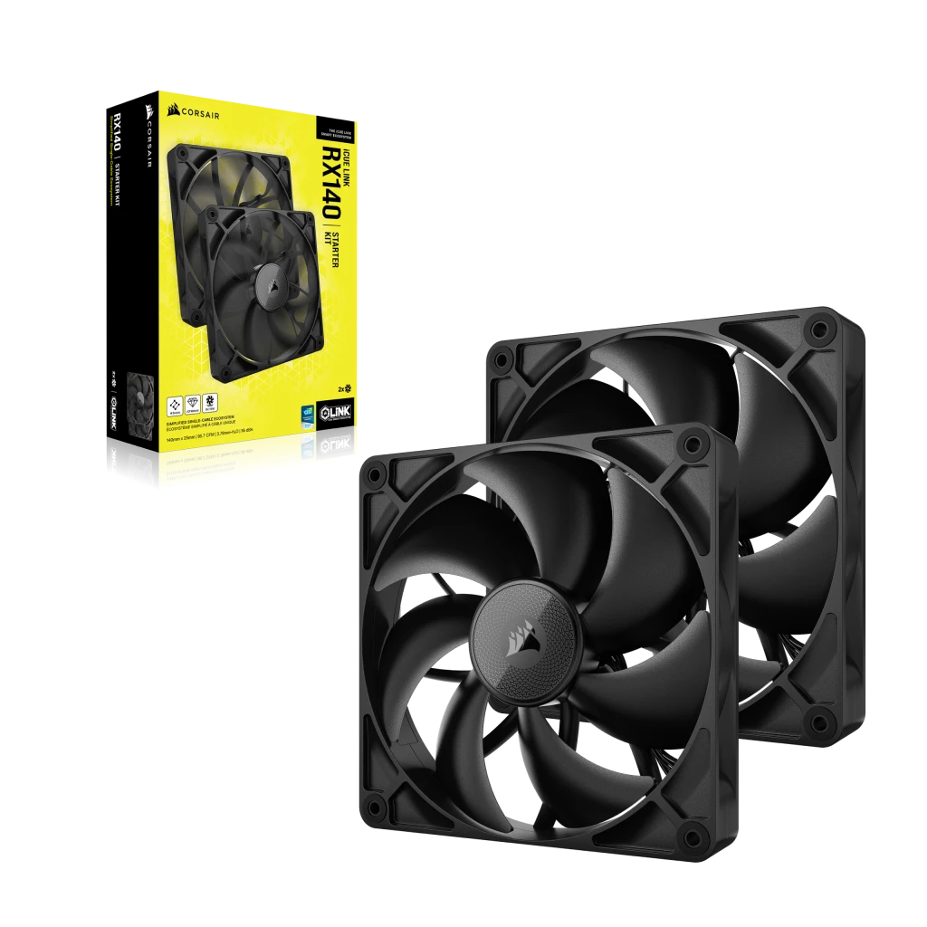 Corsair - Ventilador Corsair iCUE Link RX140 PWM Negra 140mm (Pack 2)