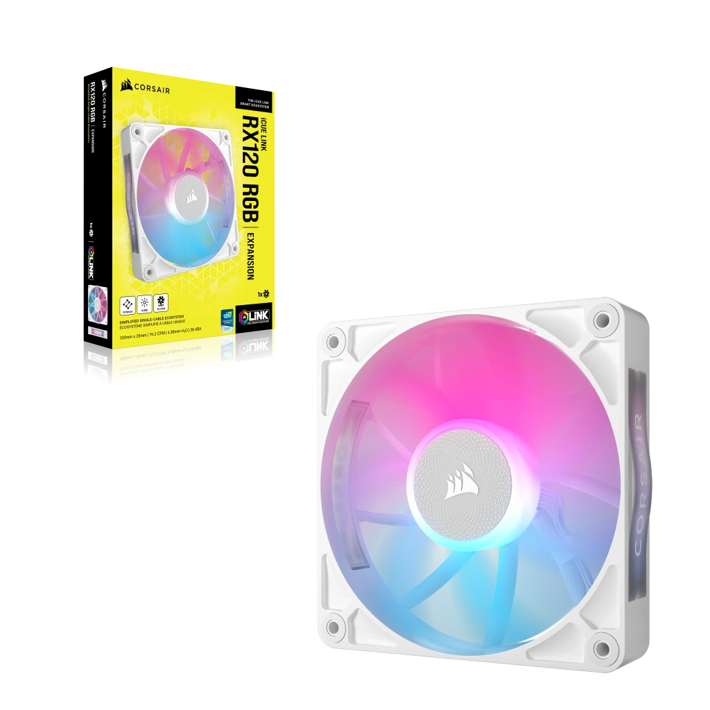 Corsair - Ventilador Corsair iCUE Link RX120 RGB PWM Blanca 120mm