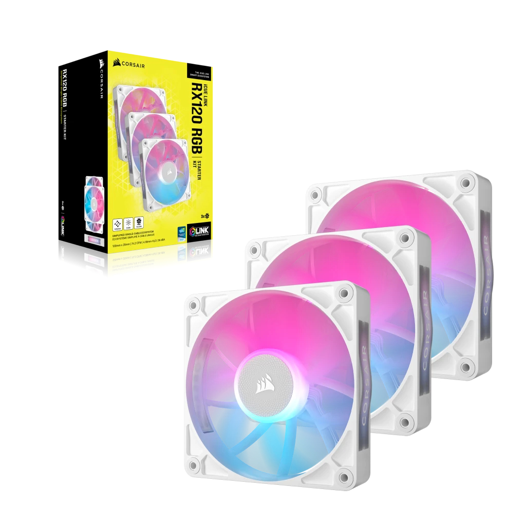 Corsair - Ventilador Corsair iCUE Link RX120 RGB PWM Blanca 120mm (Pack 3)