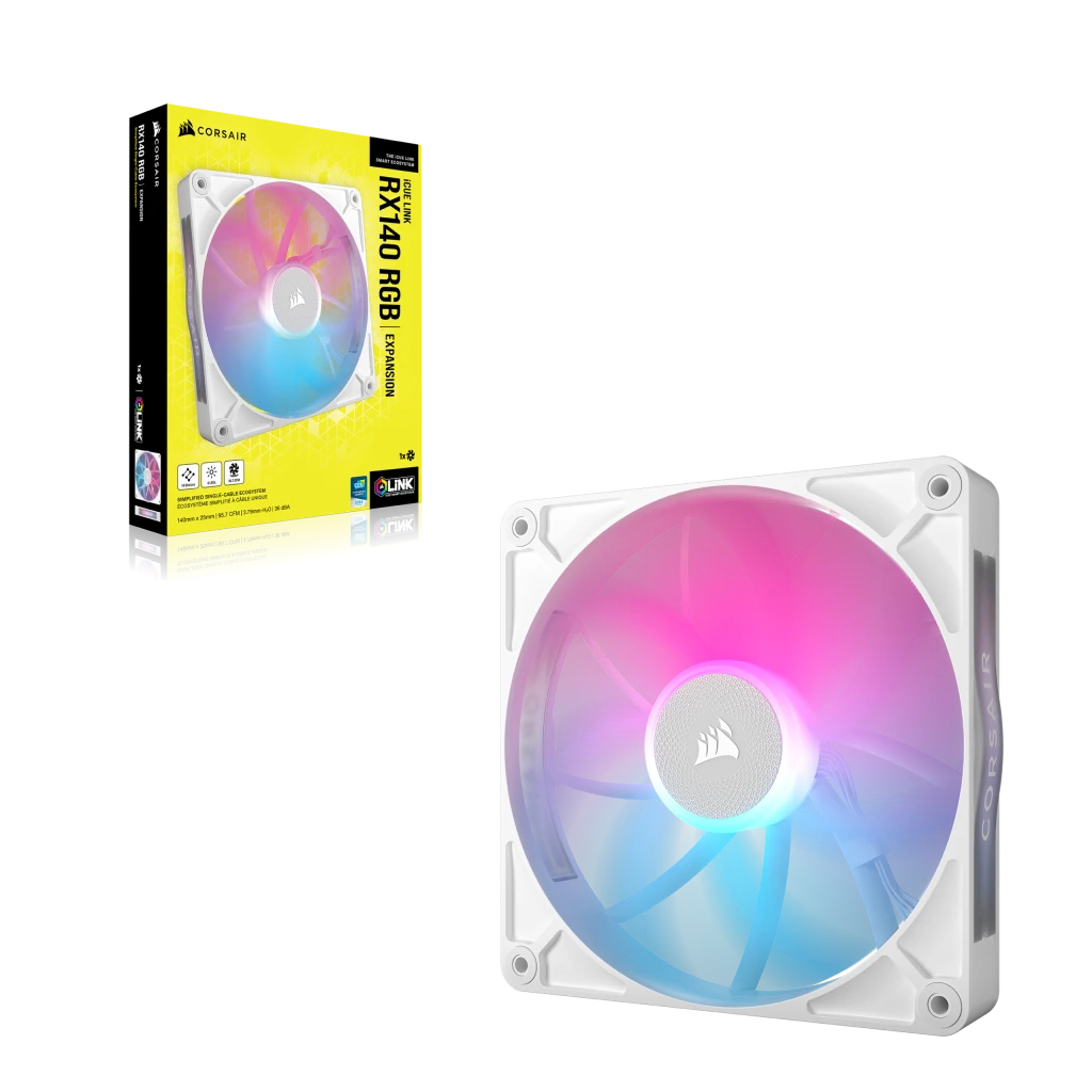 Corsair - Ventilador Corsair iCUE Link RX140 RGB PWM Blanca 140mm