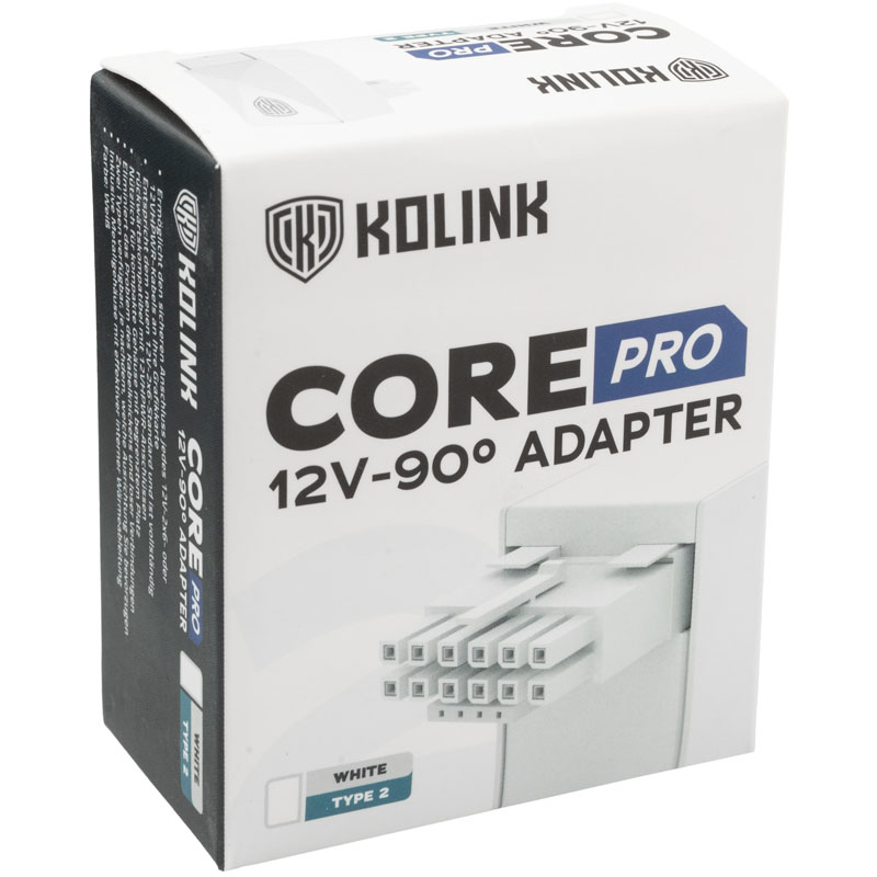 Kolink - Adaptador Kolink Core Pro 12V-2x6 90 Degree - Type 2 - Blanco