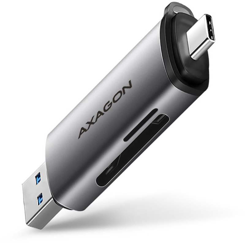 Lector de tarjetas AXAGON CRE-SAC External USB 3.2 Gen1 Type-C+Type-A 2-slot SD/microSD