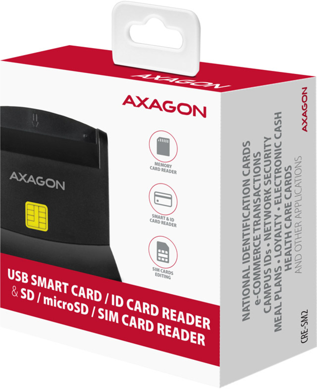 AXAGON - Lector de tarjetas cidadão/Smart CardSD/microSD/SIM AXAGON CRE-SM2 - USB 2.0