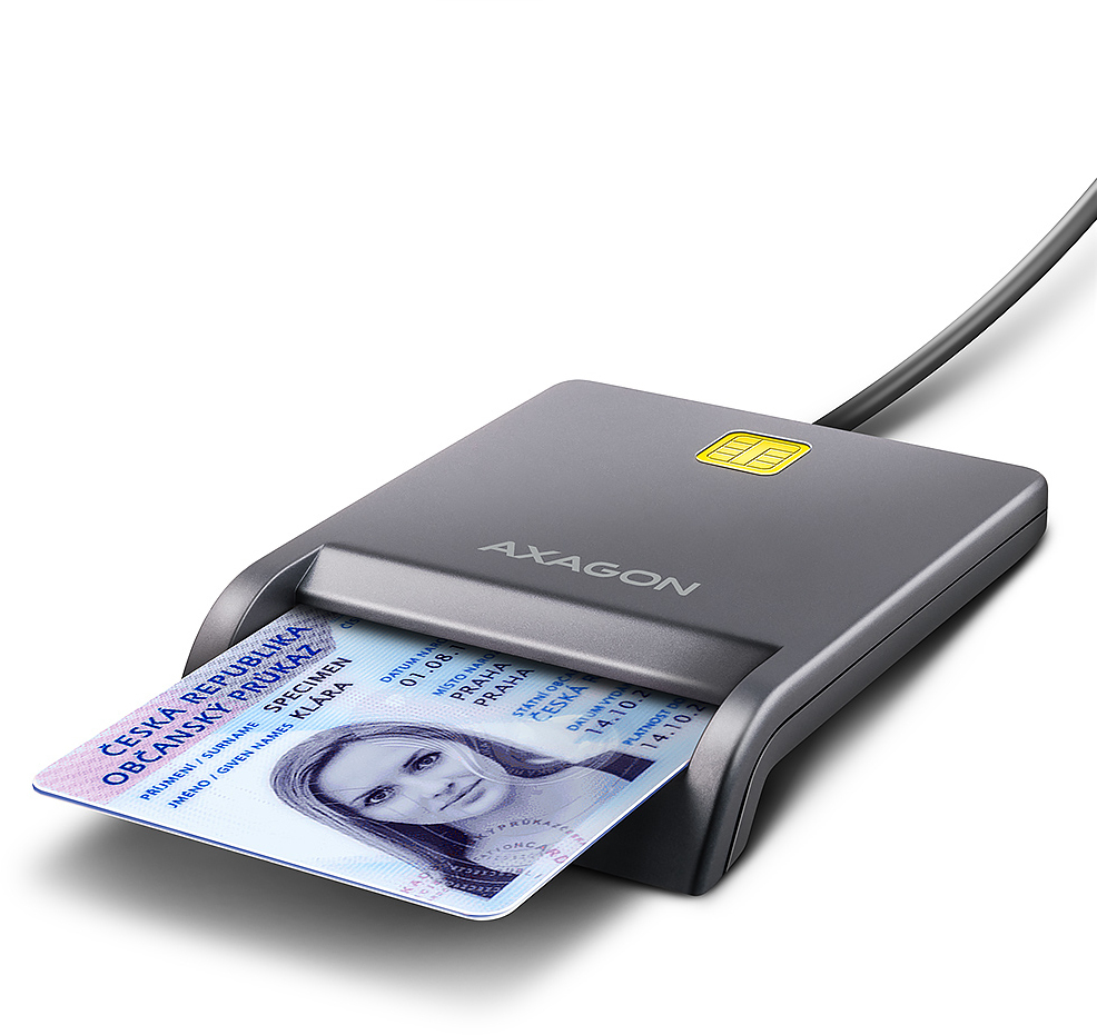 Lector de tarjetas AXAGON CRE-SM3T USB Smart card FlatReader