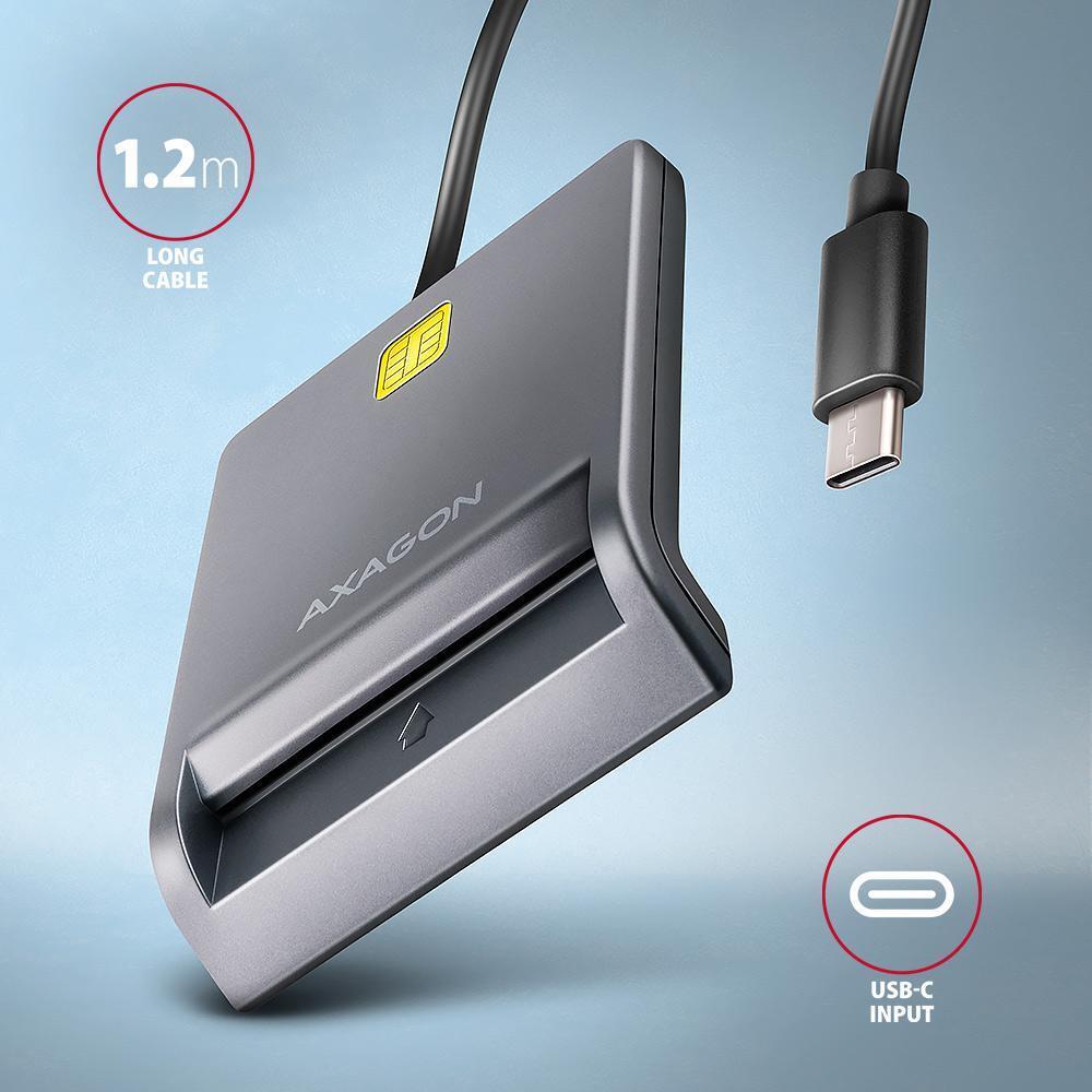 AXAGON - Lector de Tarjetas AXAGON CRE-SM3TC USB-C Smart card FlatReader