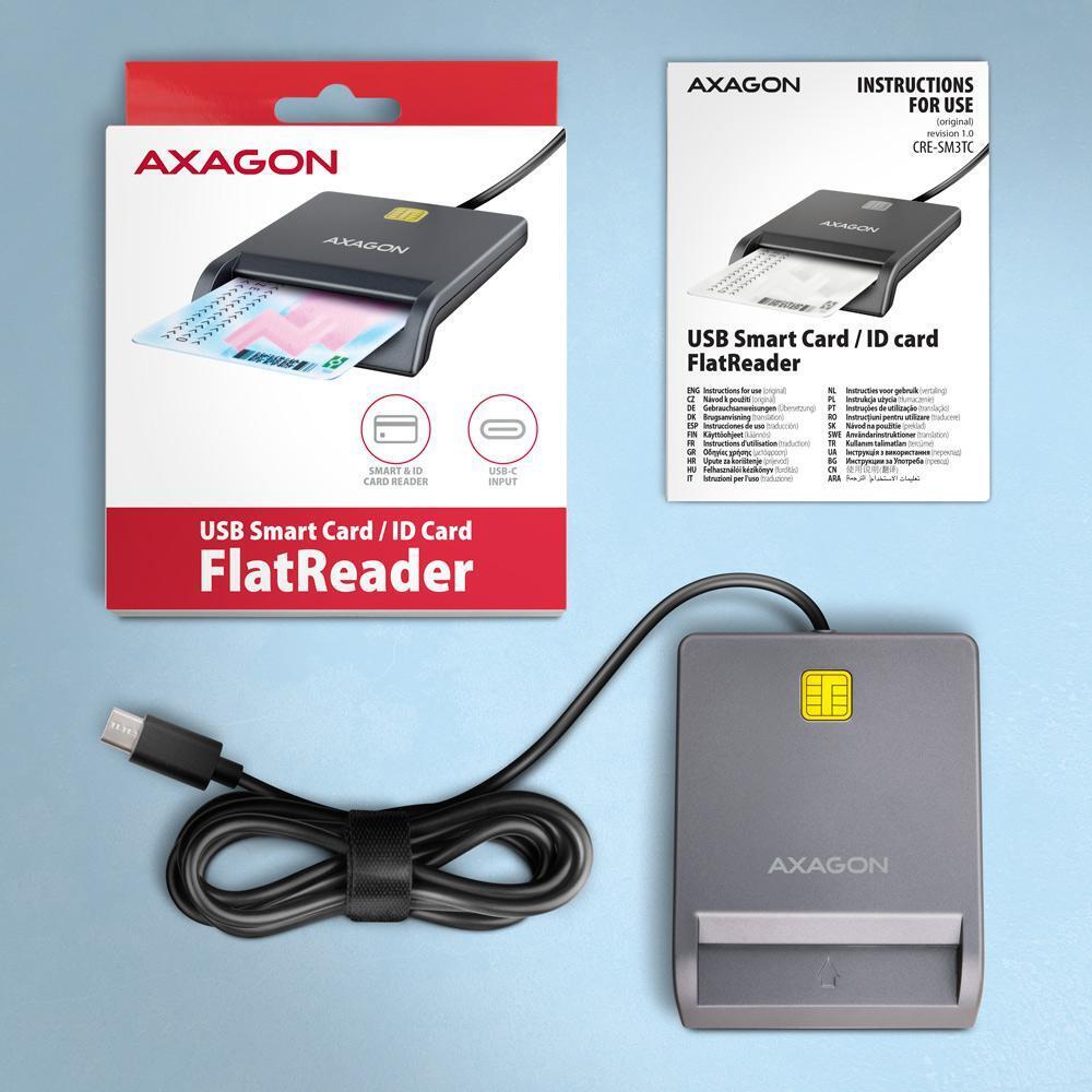AXAGON - Lector de Tarjetas AXAGON CRE-SM3TC USB-C Smart card FlatReader