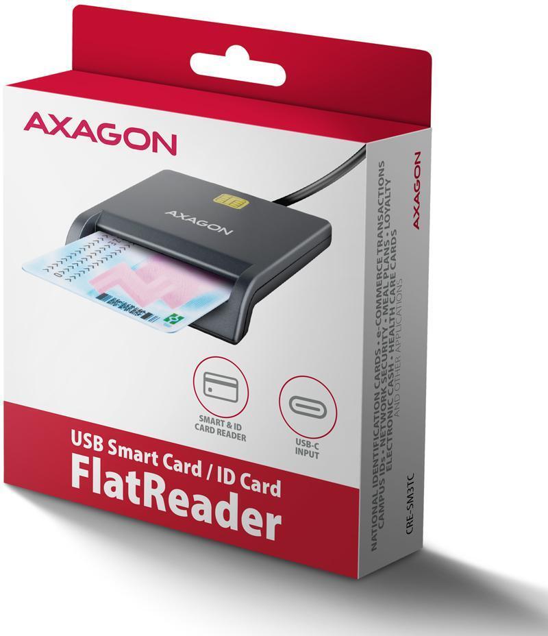 AXAGON - Lector de Tarjetas AXAGON CRE-SM3TC USB-C Smart card FlatReader