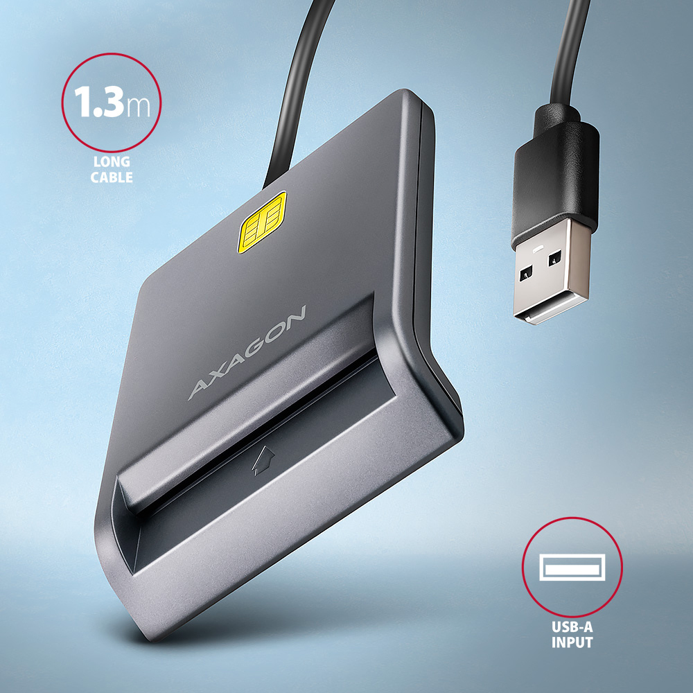 AXAGON - Lector de tarjetas AXAGON CRE-SM3T USB Smart card FlatReader