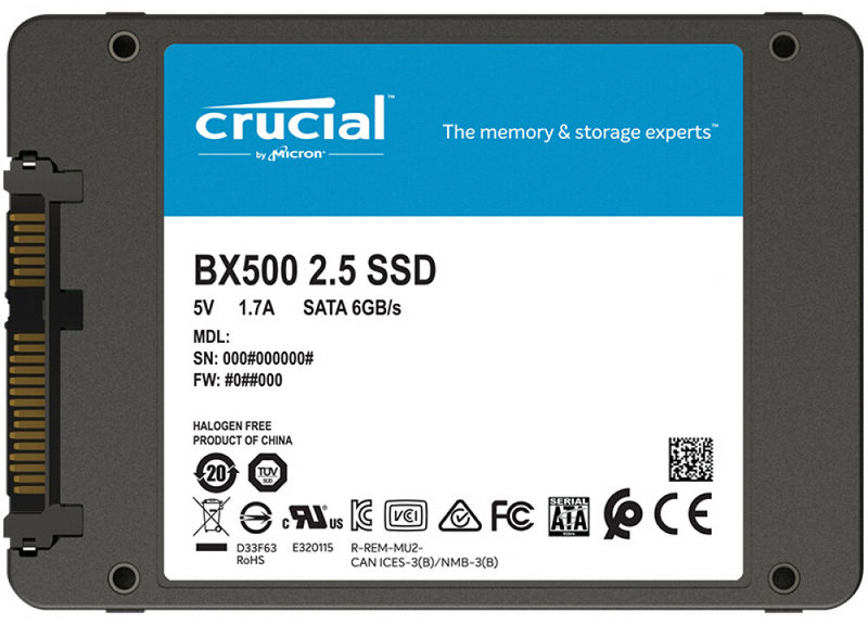 Crucial - SSD Crucial BX500 240GB 3D TLC SATA III (540/500MB/s)