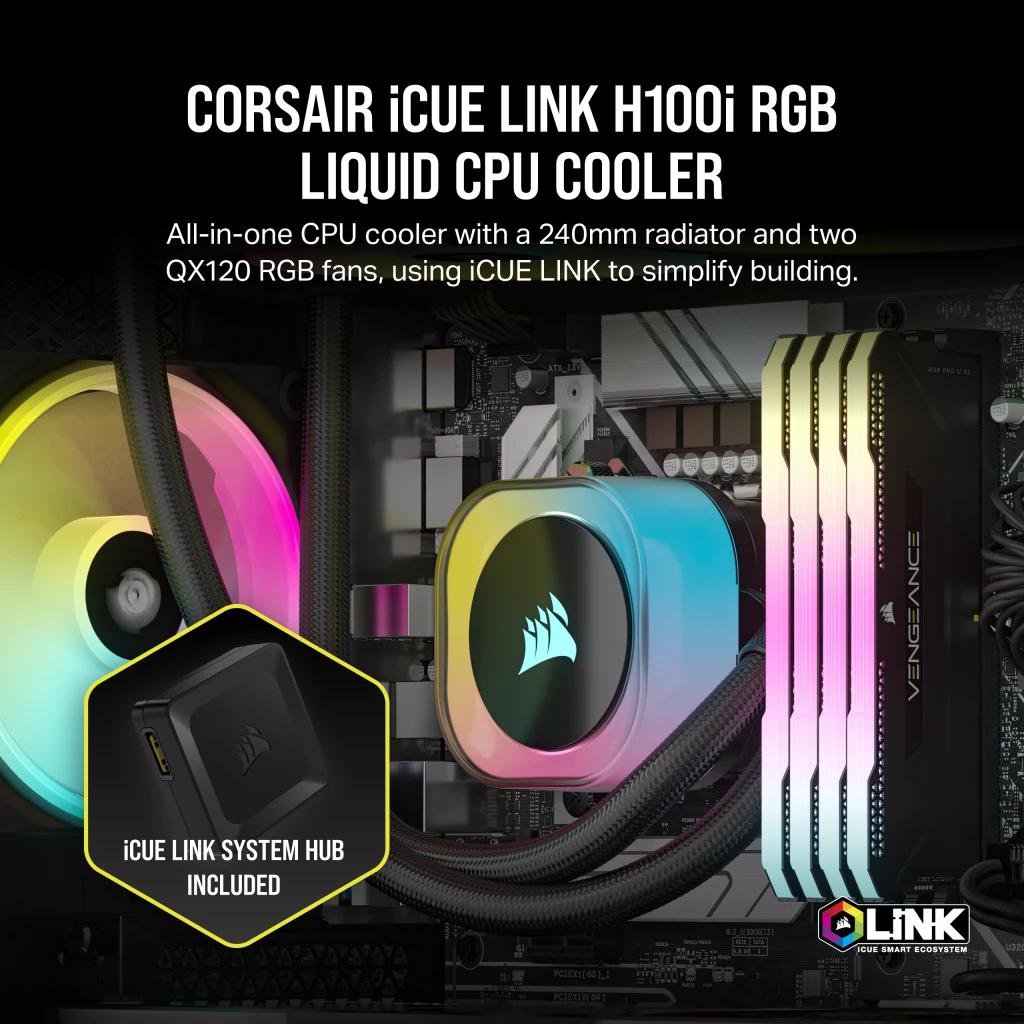Corsair - Refrigeración Líquida CPU Corsair iCUE LINK H100i RGB 240mm Negro