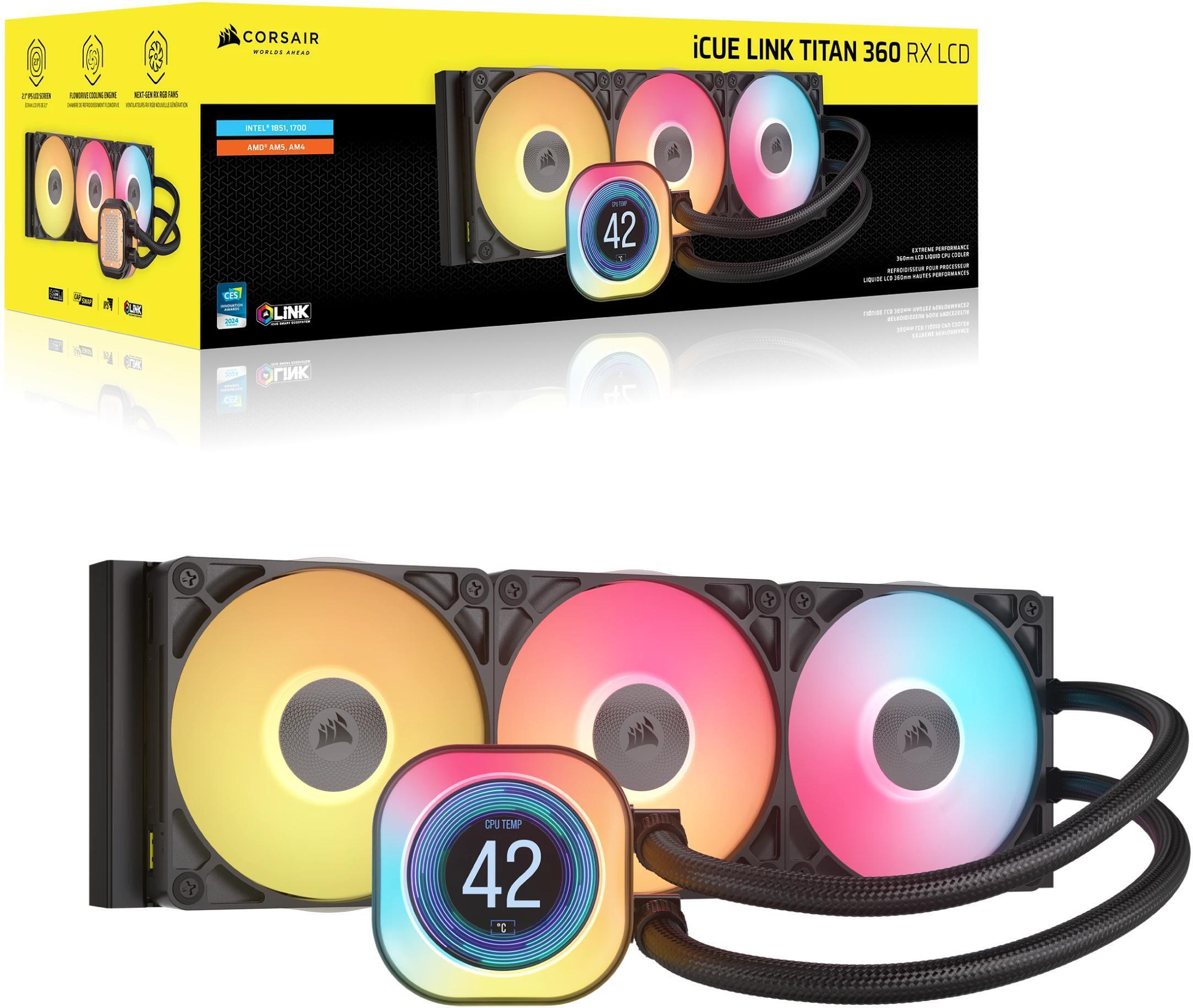 Corsair - Refrigeración Líquida CPU Corsair iCUE LINK TITAN 360 RX LCD RGB 360mm Negro
