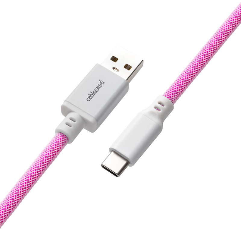 CableMod - Cable Coiled CableMod Classic para Teclado USB A - USB Type C, 150cm - Strawberry Cream