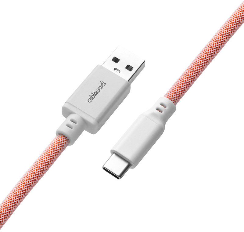 CableMod - Cable Coiled CableMod Classic para Teclado USB A - USB Type C, 150cm - Orangesicle