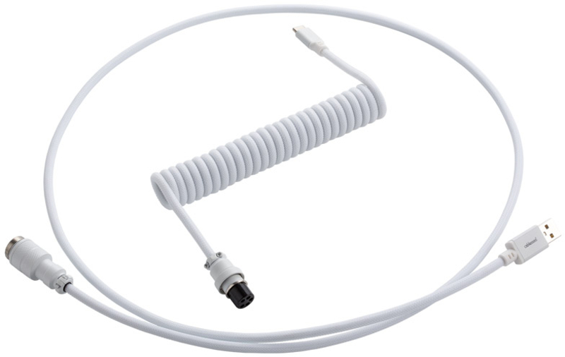Cable Coiled CableMod Pro para Teclado USB A - USB Type C, 150cm - Glacier White