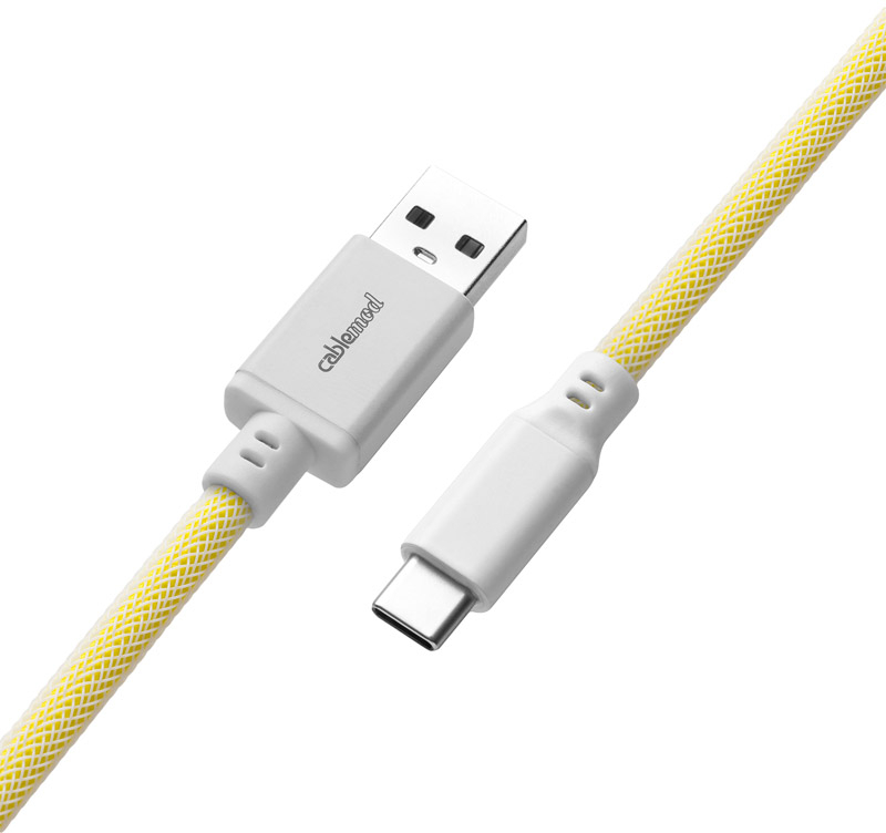 CableMod - Cable Coiled CableMod Pro para Teclado USB A - USB Type C, 150cm - Lemon Ice