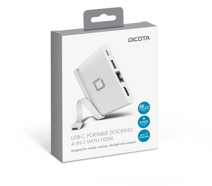 Dicota - Docking Station DICOTA USB-C Portable 4-in-1