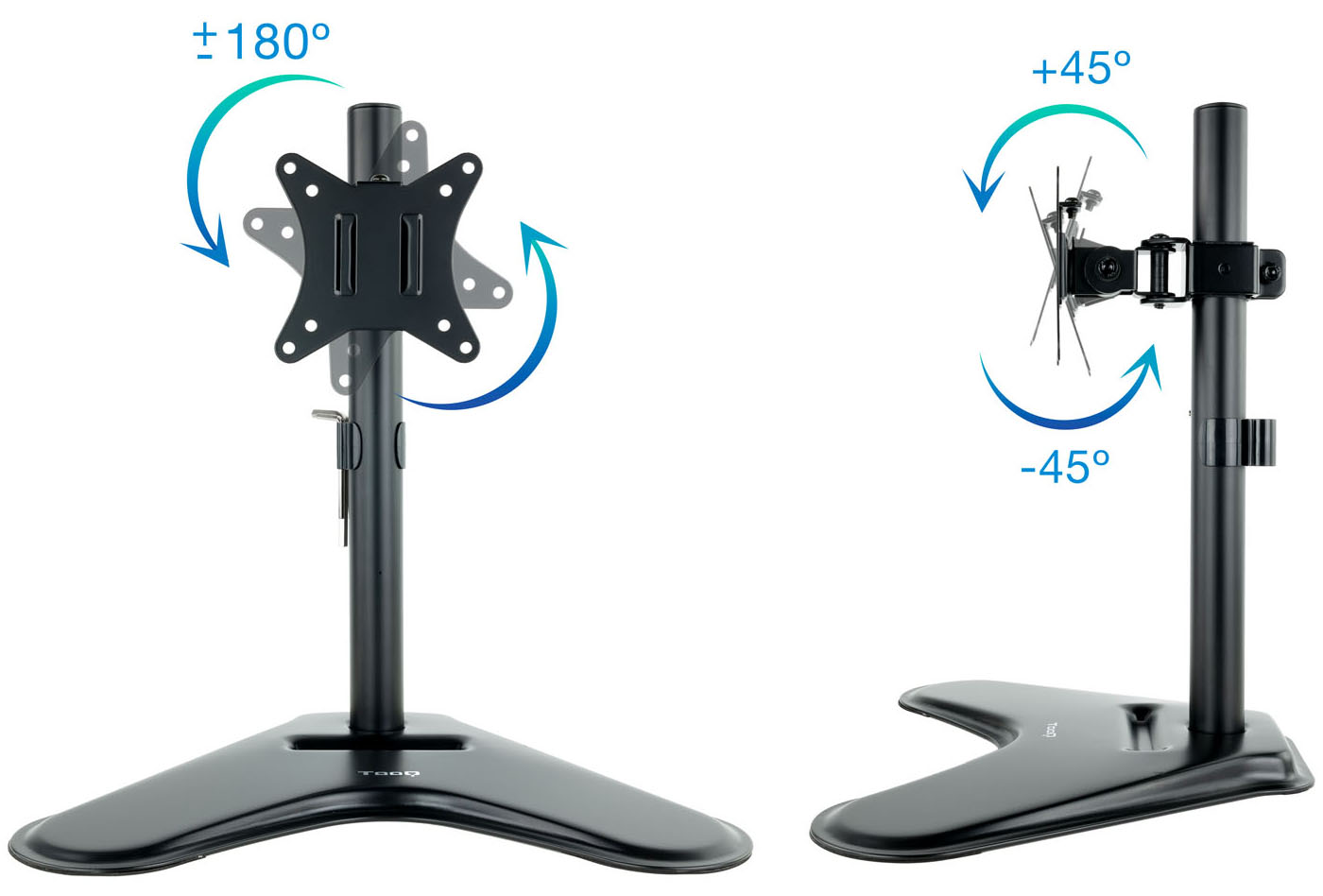 Tooq - Soporte de Mesa Tabletop Tooq Tilt e Altura Ajustable 17" a 32" Max. 9kg Negro