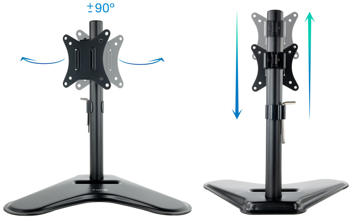 Tooq - Soporte de Mesa Tabletop Tooq Tilt e Altura Ajustable 17" a 32" Max. 9kg Negro