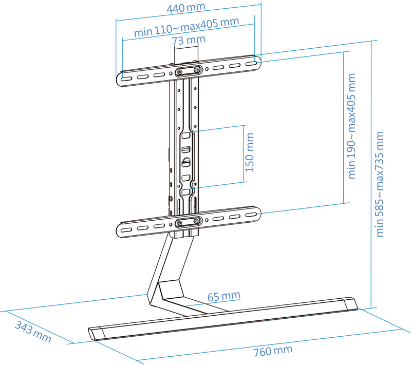 Tooq - Soporte de Mesa Tooq 32" a 65" Max. 40kg Aluminio Negro