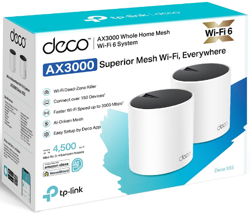 TP-Link - Sistema WiFi Mesh TP-Link Deco X55 AX3000 Whole-Home Mesh Wi-Fi 6 System (Pack 2)