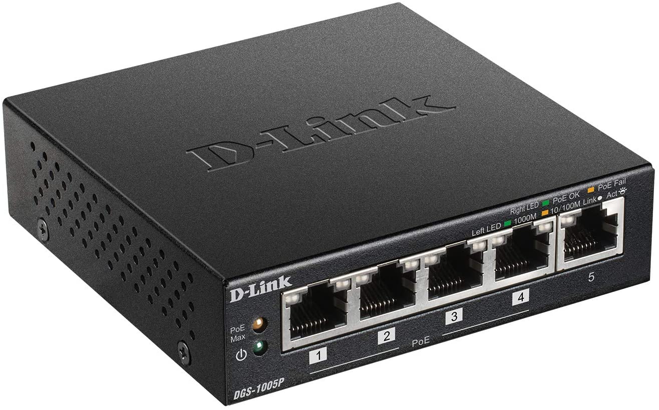 D-Link - Switch D-Link DGS-1005P 5 Portas (4 x POE) + 60W Power Budget