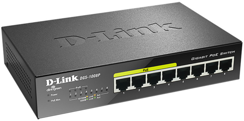 D-Link - Switch D-Link DGS-1008P 8 Portas (4 x POE) + 68W Power Budget