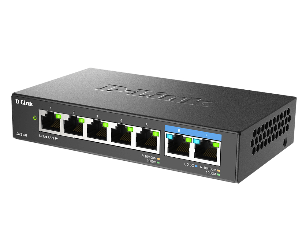 D-Link - Switch D-Link DMS-107 5 Portas Gigabit + 2 Portas 2.5 Gigabit