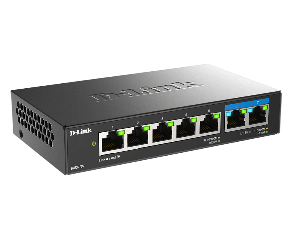 D-Link - Switch D-Link DMS-107 5 Portas Gigabit + 2 Portas 2.5 Gigabit