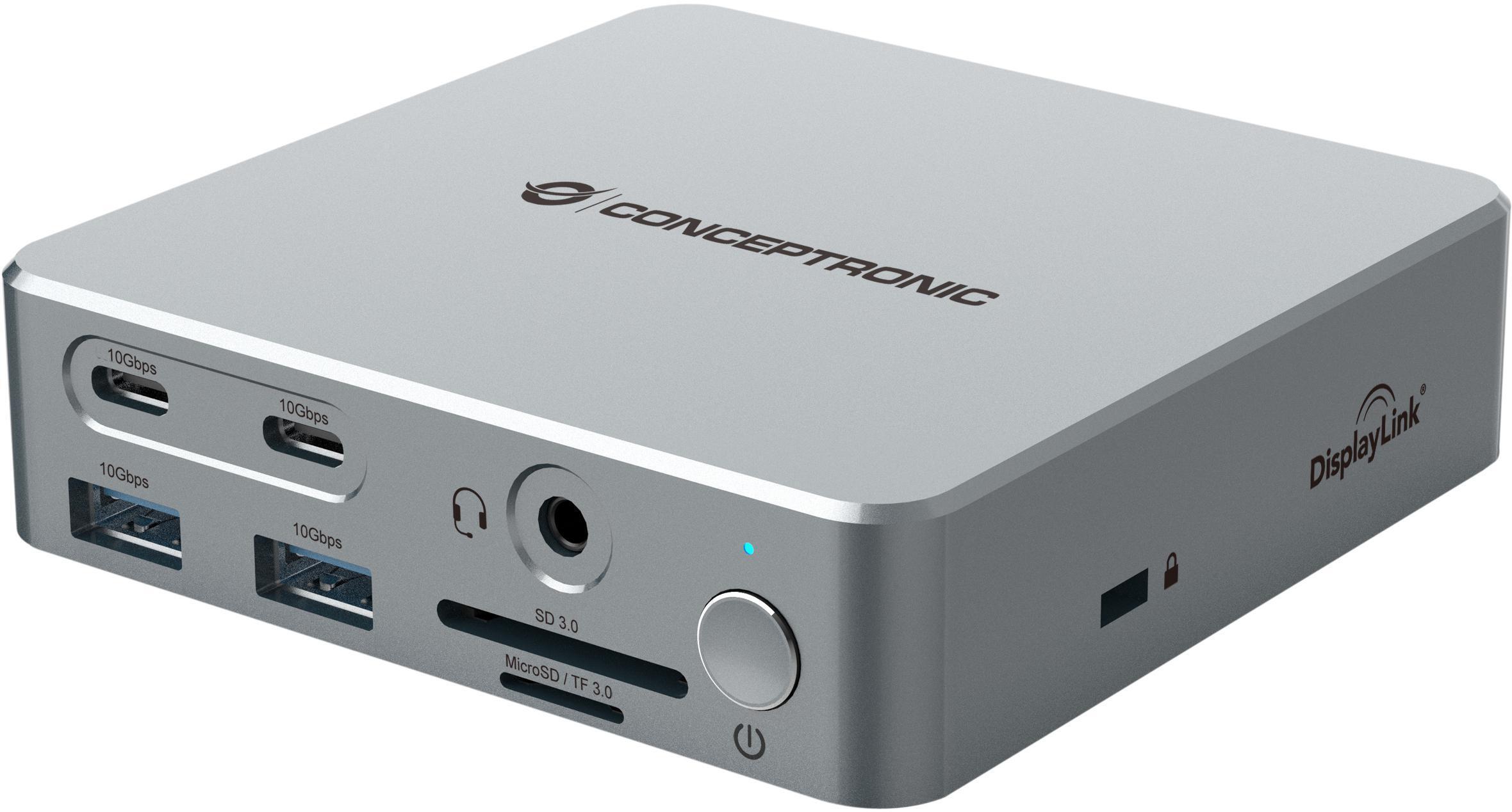 Docking Station Conceptronic 15-in-1 DisplayLink USB 3.2 Gen 2