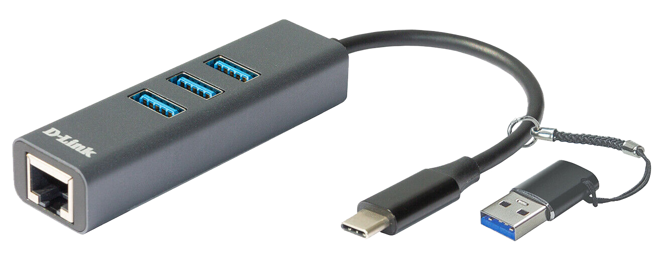 D-Link - Adaptador Gigabit D-Link USB-C/USB > 3 x USB 3.0 (SS) + 1 x RJ45 Ethernet Gigabit