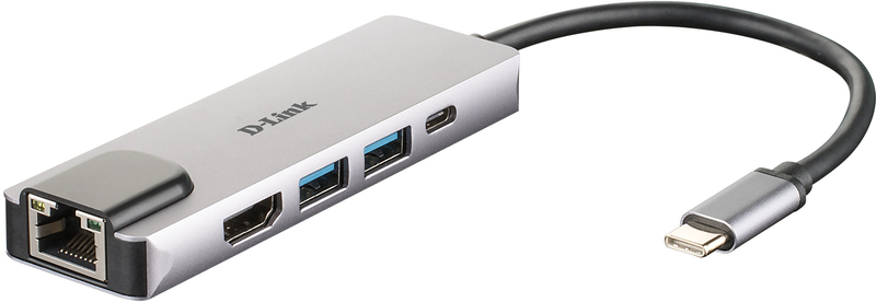 HUB USB D-Link USB-C Macho para 2 x USB 3.0 Tipo A Hemea + 1 x HDMI + 1 Ethernet Gigabit + 1 x USB-C (até 60W)