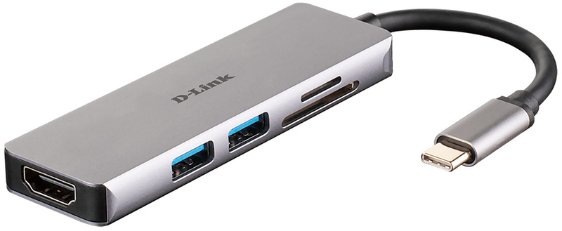D-Link - HUB USB D-Link USB-C Macho para 2 x USB 3.0 Tipo A + HDMI + Lector de Tarjetas