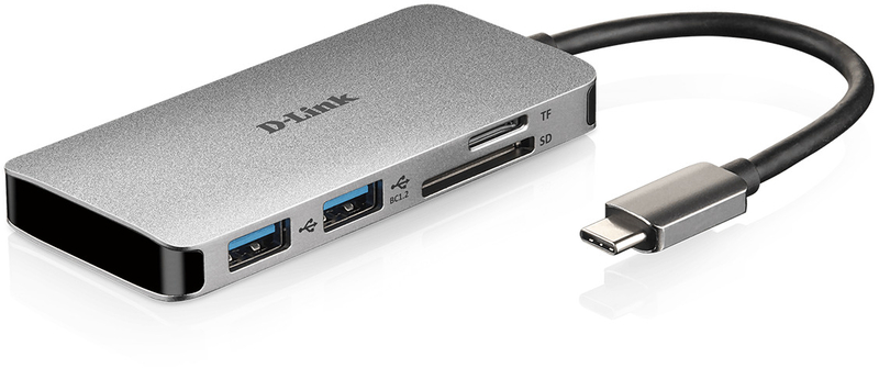 HUB USB D-Link USB-C Macho para 2 x USB 3.0 Tipo A Hemea + 1 x HDMI + Leitor Tarjetas (Micro SD + SD) + 1 x USB-C (até 100W)