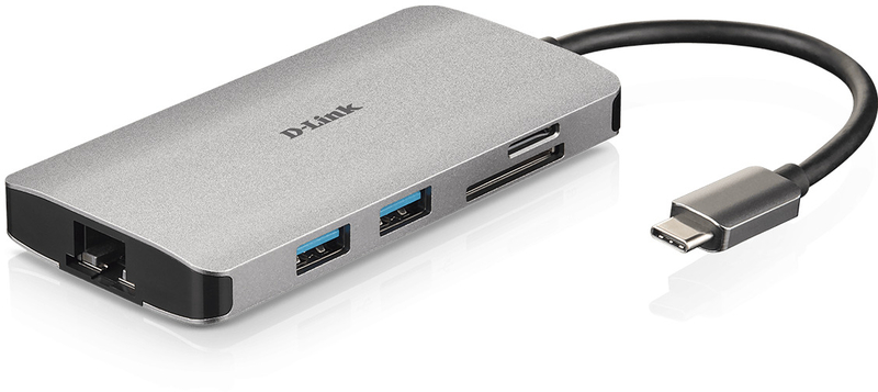 D-Link - HUB USB D-Link USB-C Macho para 3 x USB 3.0 Tipo A Hemea + 1 x HDMI + Leitor Tarjetas (Micro SD + SD) + 1 x USB-C (até 100W)