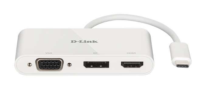 D-Link - HUB USB D-Link USB-C Macho para 1 x HDMI + 1 x DisplayPort + 1 x VGA