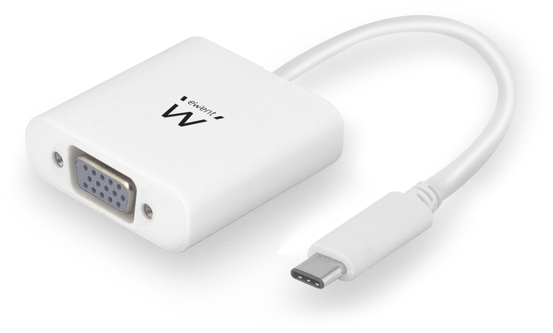 Ewent - Adaptador Gigabit Ewent USB-C Macho para VGA 1080p Blanco